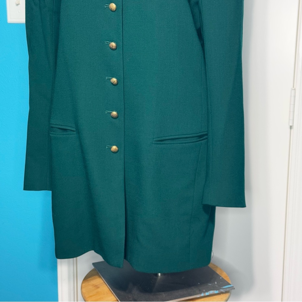 DANA BUCHMAN 100% wool Elegant Green Women's Jacket mandarin collar vintage 10 - Picture 3 of 15